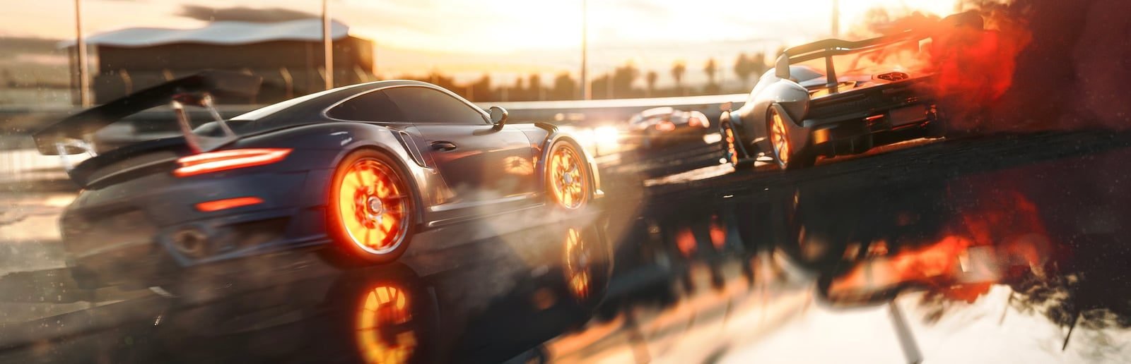 Car drifting with glowing brake discs